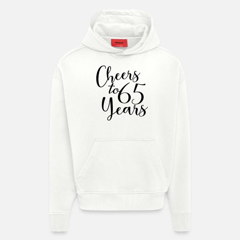 Vive 65 ans 65e anniversaire - Sweat à capuche bio épais oversize fabriqué en UE - OFF WHITE