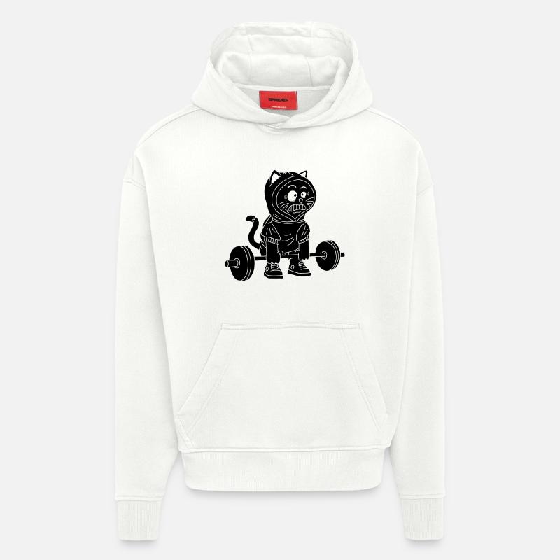 La puissance du chaton noir - Sweat à capuche bio épais oversize fabriqué en UE - OFF WHITE