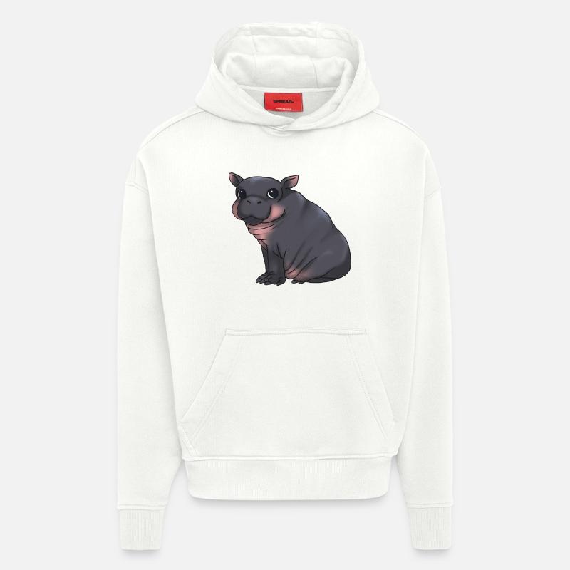 Mignon bébé hippopotame - Alarme de câlin ! - Sweat à capuche bio épais oversize fabriqué en UE - OFF WHITE