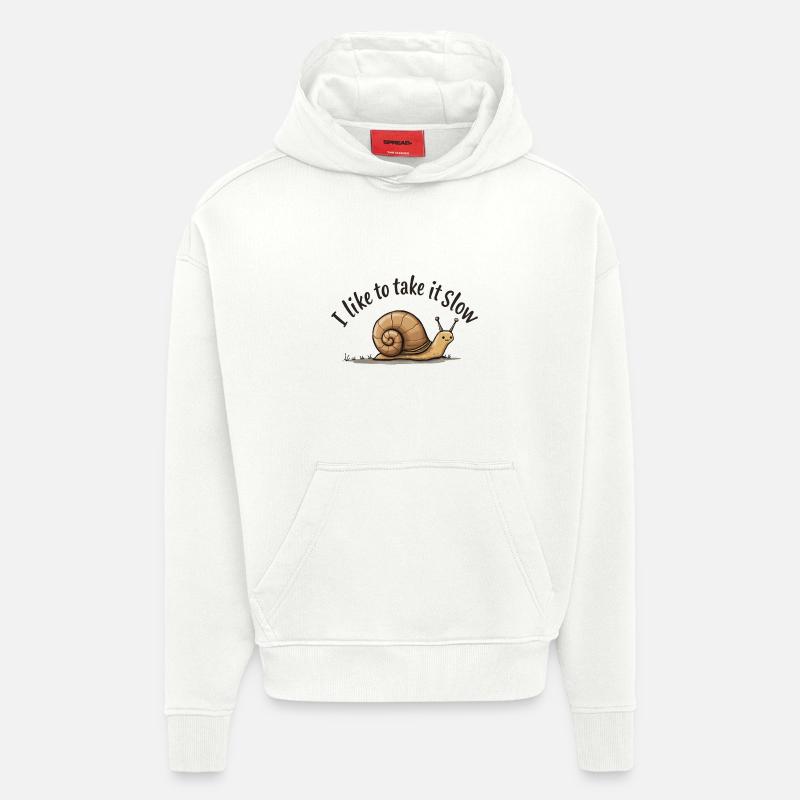 Slow Snail « Take It Slow » - Sweat à capuche bio épais oversize fabriqué en UE - OFF WHITE