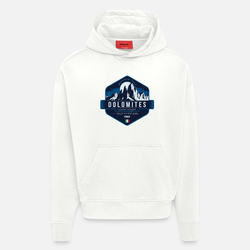 Dolomites , Italie - Sweat à capuche bio épais oversize fabriqué en UE - OFF WHITE