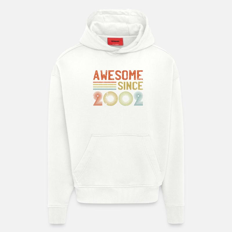 Conception rétro de célébration annuelle - Sweat à capuche bio épais oversize fabriqué en UE - OFF WHITE