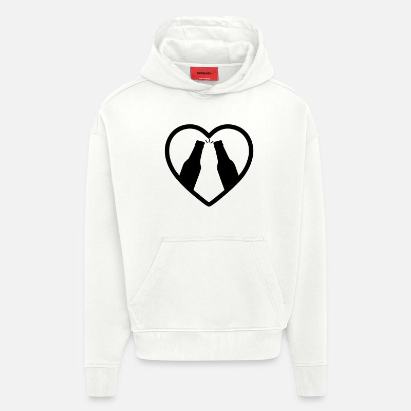 Herz-Bierflaschen, Prost, Geschenk - Hoodie- made by SPREAD  - OFF WHITE