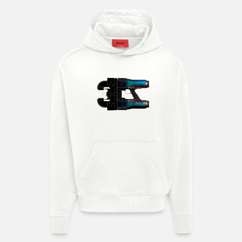 Découpeuse laser à chute spatiale - Sweat à capuche bio épais oversize fabriqué en UE - OFF WHITE