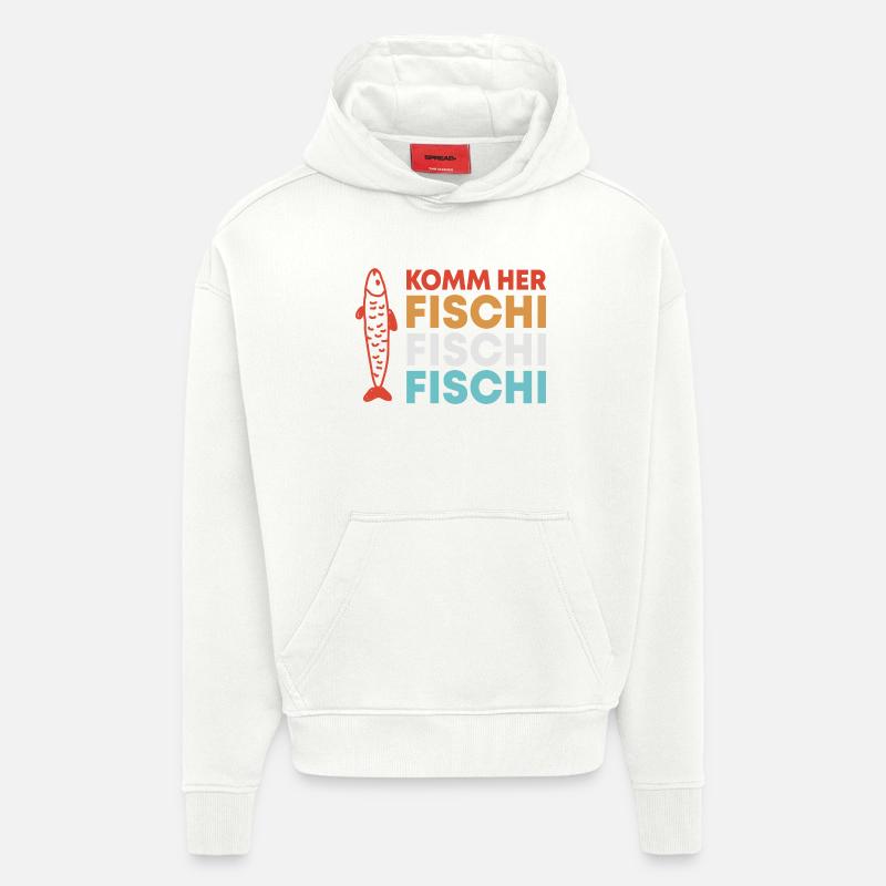 Diction de pêche à la pêche - Sweat à capuche bio épais oversize fabriqué en UE - OFF WHITE
