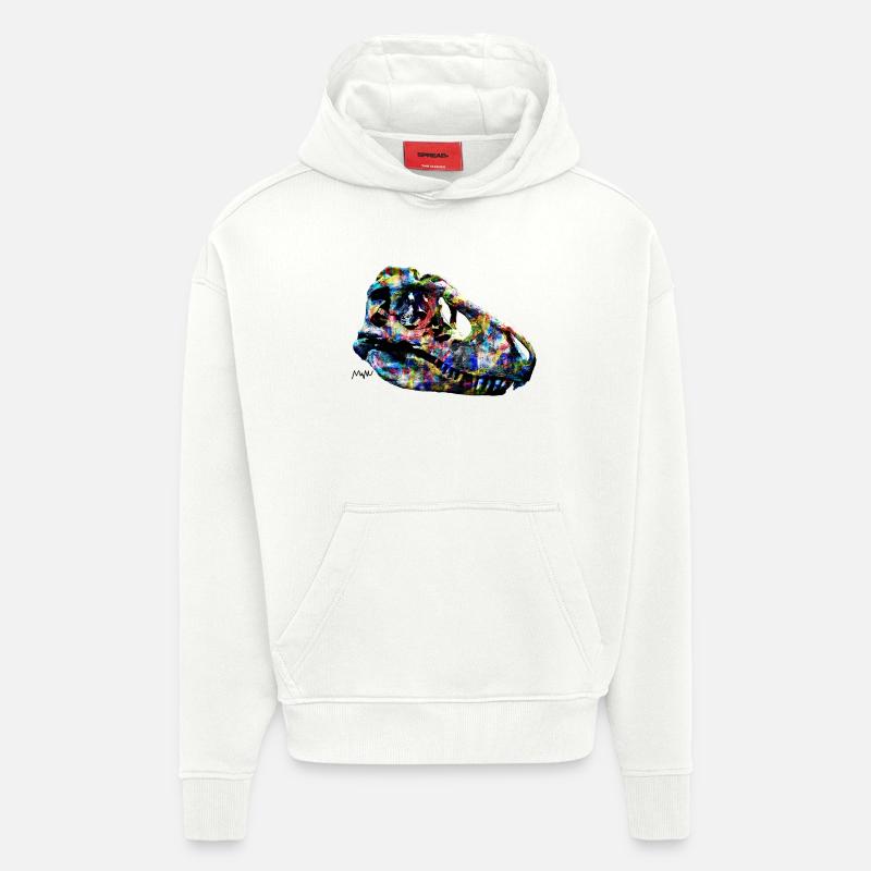 tarbosaurus - Sweat à capuche bio épais oversize fabriqué en UE - OFF WHITE