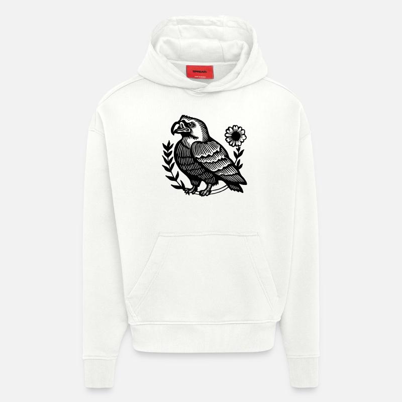 Aigle Tête d’aigle - Sweat à capuche bio épais oversize fabriqué en UE - OFF WHITE