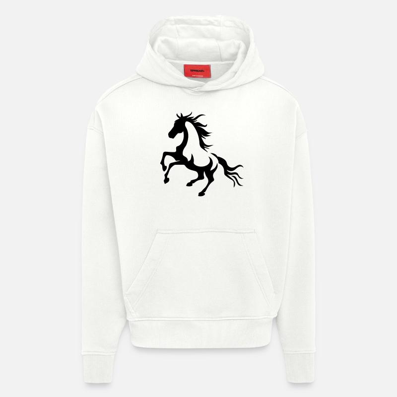 Cheval Équitation Équitation - Sweat à capuche bio épais oversize fabriqué en UE - OFF WHITE
