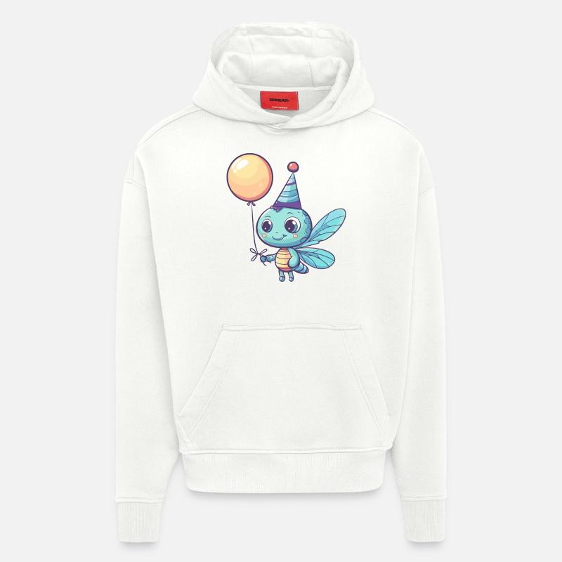Libellule Anniversaire Bébé - Sweat à capuche bio épais oversize fabriqué en UE - OFF WHITE
