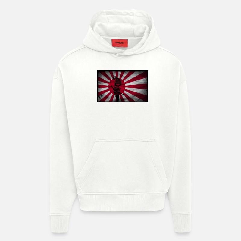 Samurai Japanese flag - Sweat à capuche bio épais oversize fabriqué en UE - OFF WHITE