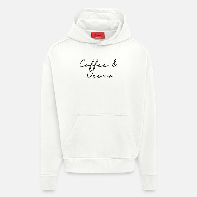 Café Jésus - Sweat à capuche bio épais oversize fabriqué en UE - OFF WHITE
