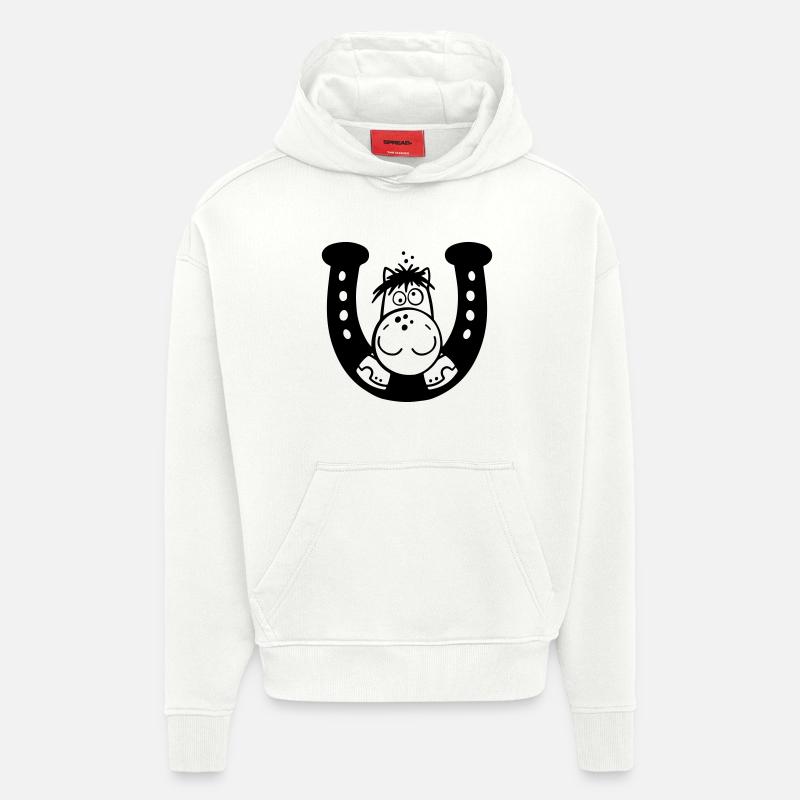 Pferd auf Hufeisen - Hoodie- made by SPREAD  - OFF WHITE