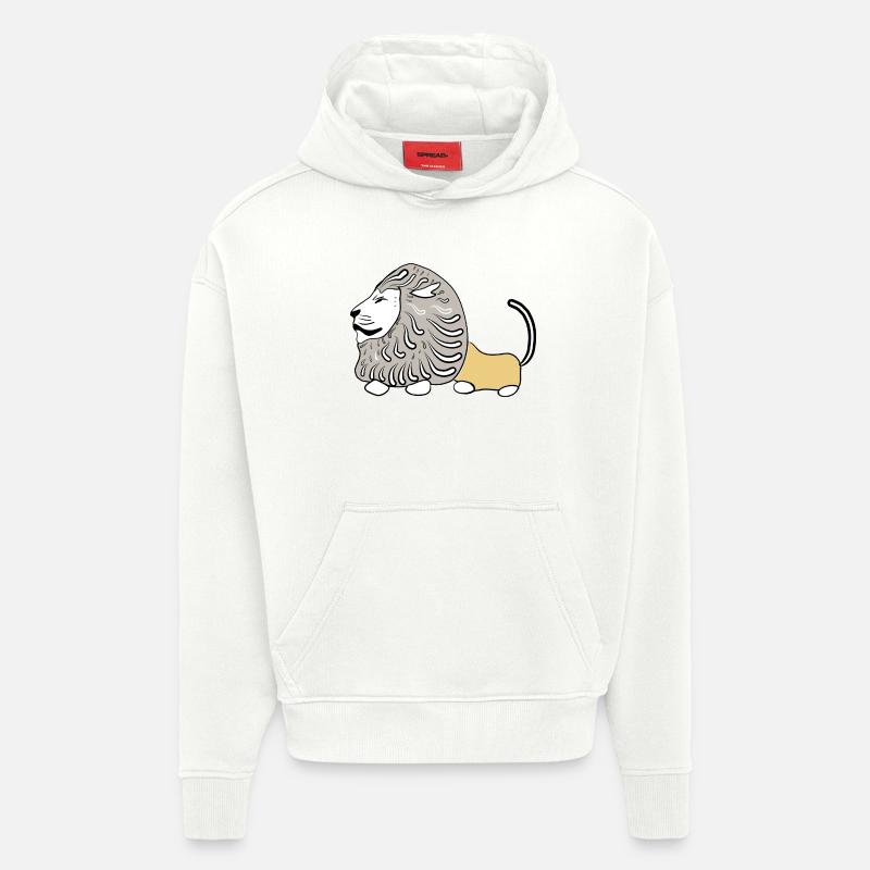 LION VECTER - Sweat à capuche bio épais oversize fabriqué en UE - OFF WHITE