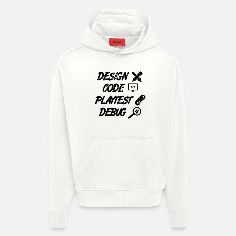 Débogage Playtest de code de conception - Sweat à capuche bio épais oversize fabriqué en UE - OFF WHITE