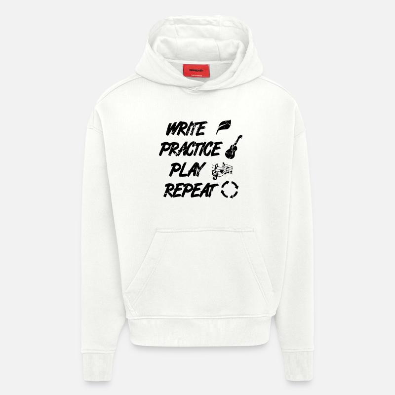 Citation de Ukulélé de motivation - Sweat à capuche bio épais oversize fabriqué en UE - OFF WHITE