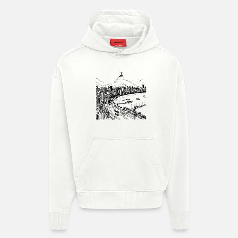 RIO DE JANEIRO - Sweat à capuche bio épais oversize fabriqué en UE - OFF WHITE