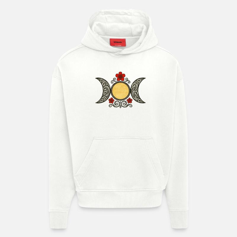 Phases de la Lune céleste - Sweat à capuche bio épais oversize fabriqué en UE - OFF WHITE