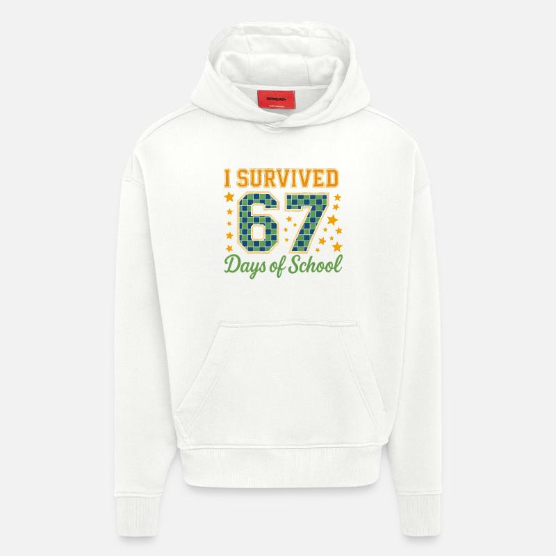Survivre à 67 jours d’école - Sweat à capuche bio épais oversize fabriqué en UE - OFF WHITE