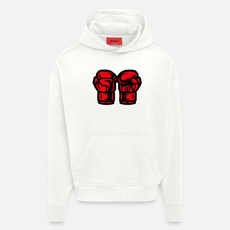Symbole des gants de boxe Boxe - Sweat à capuche bio épais oversize fabriqué en UE - OFF WHITE
