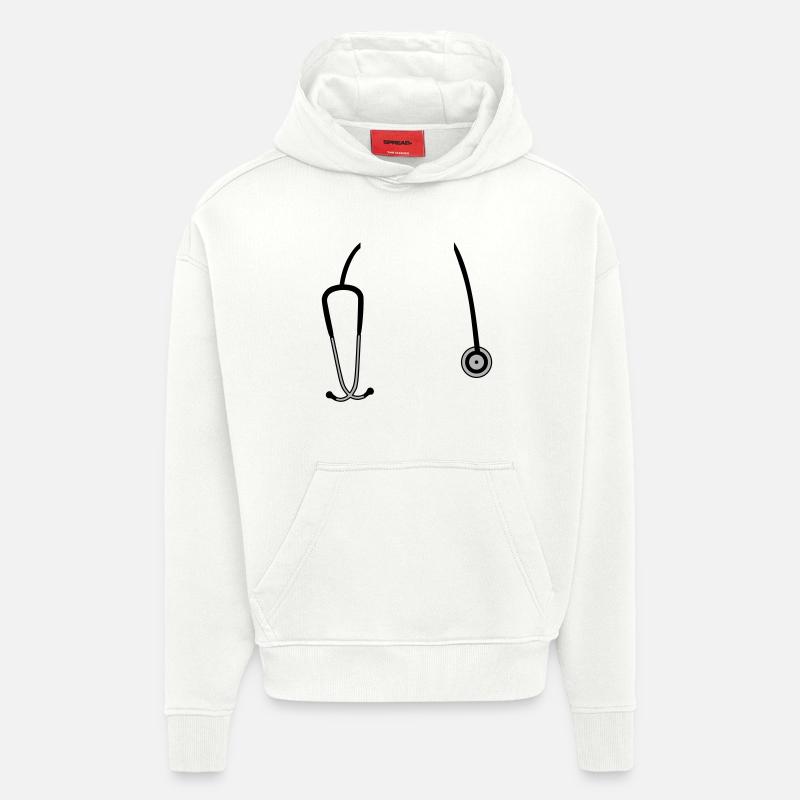 Stéthoscope - Sweat à capuche bio épais oversize fabriqué en UE - OFF WHITE