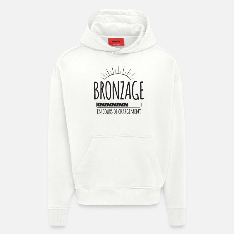 Tan Loading, Été, Vacances, Français - Sweat à capuche bio épais oversize fabriqué en UE - OFF WHITE