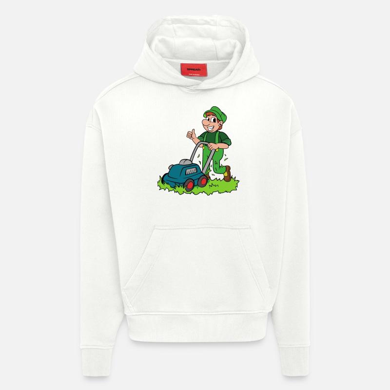 Gärtner mit Rasenmäher - Hoodie- made by SPREAD - OFF WHITE