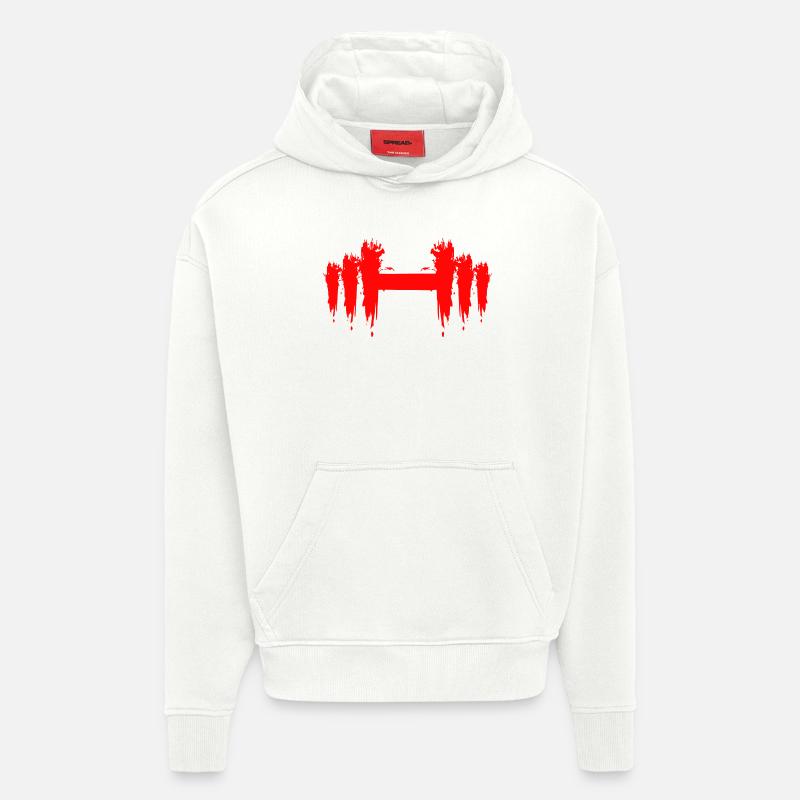 Haltères Design Haltères Courtes Rouge - Sweat à capuche bio épais oversize fabriqué en UE - OFF WHITE