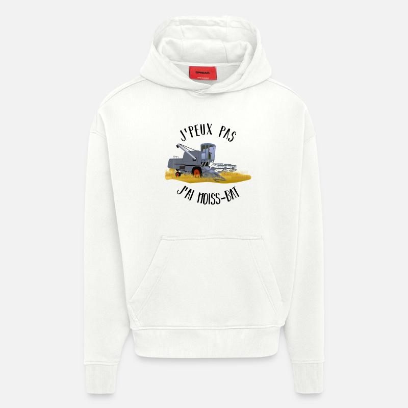 J'peux pas j'ai moiss-bat - Sweat à capuche bio épais oversize fabriqué en UE - OFF WHITE