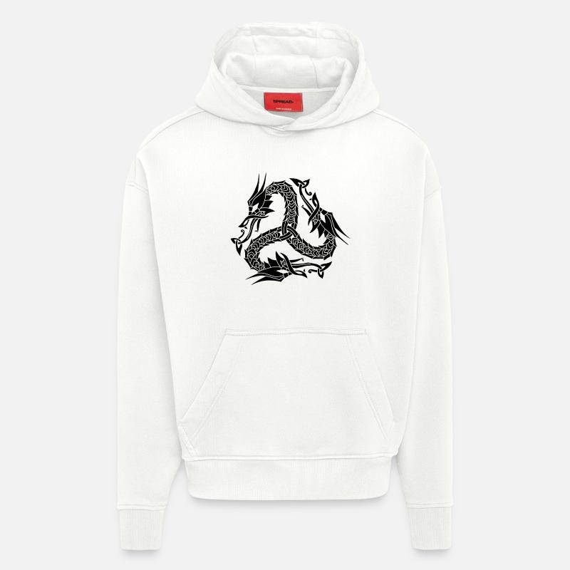 Hydre noire celte - Sweat à capuche bio épais oversize fabriqué en UE - OFF WHITE