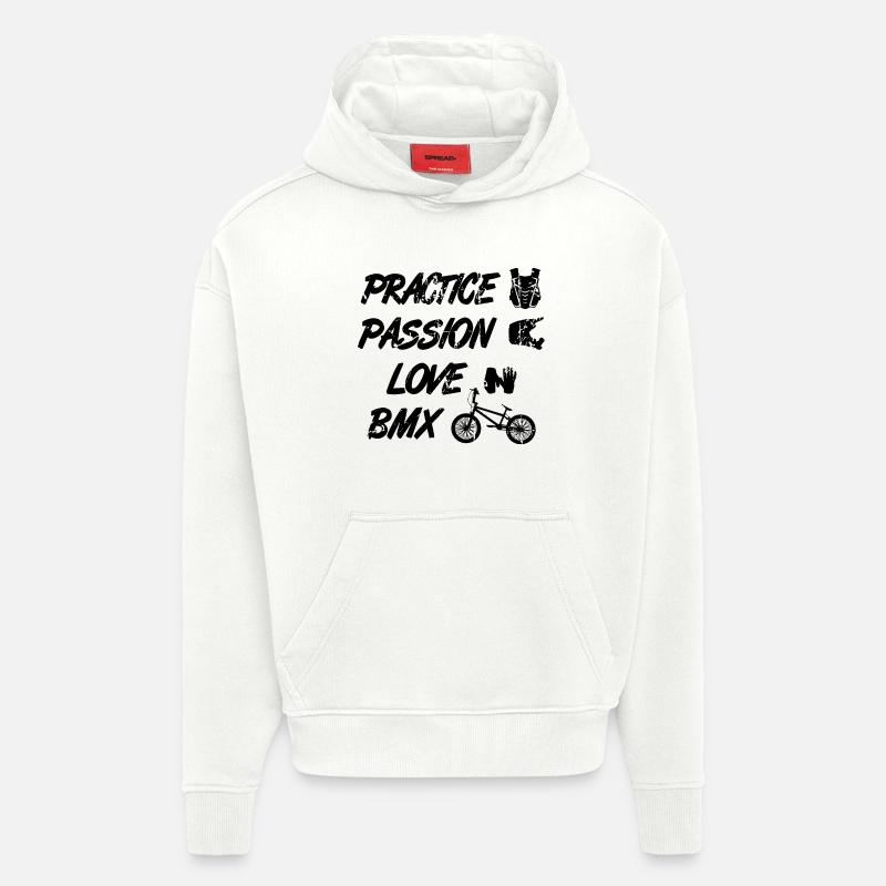 Passion Amour BMX - Sweat à capuche bio épais oversize fabriqué en UE - OFF WHITE