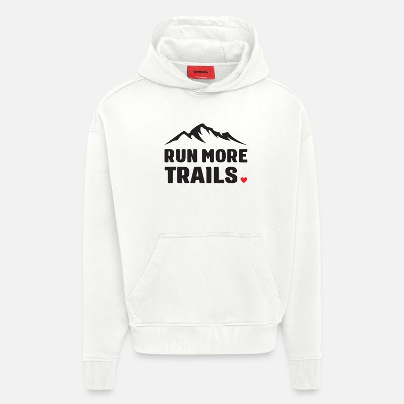 Courez plus de sentiers - Sweat à capuche bio épais oversize fabriqué en UE - OFF WHITE