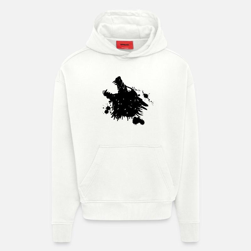 Heulender schwarzer Wolf - Hoodie- made by SPREAD  - OFF WHITE