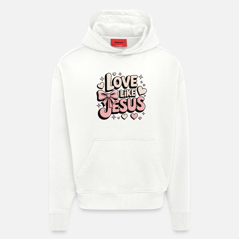 Aimez comme Jésus - Sweat à capuche bio épais oversize fabriqué en UE - OFF WHITE