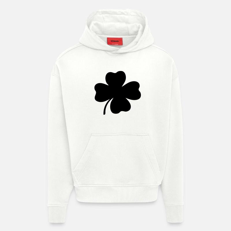 Trèfle à quatre feuilles - Sweat à capuche bio épais oversize fabriqué en UE - OFF WHITE