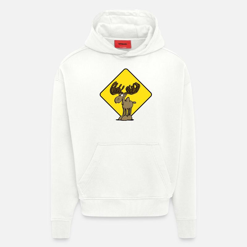 Vorsicht Elch Moose - Hoodie- made by SPREAD  - OFF WHITE