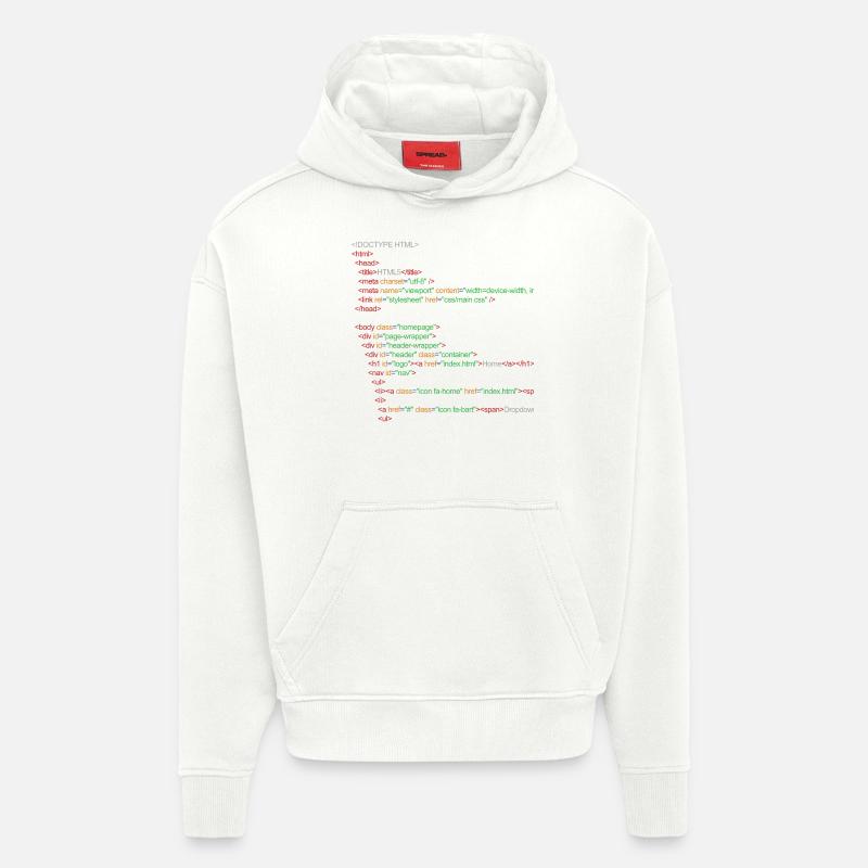 Code HTML5 - Sweat à capuche bio épais oversize fabriqué en UE - OFF WHITE