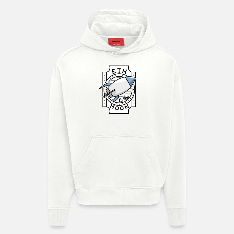 ETH à la Lune - Sweat à capuche bio épais oversize fabriqué en UE - OFF WHITE