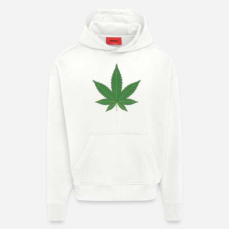 Hanfblatt Geschenk Idee - Hoodie- made by SPREAD  - OFF WHITE