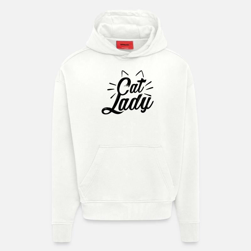 Katzen Dame Geschenk Idee - Sweat à capuche bio épais oversize fabriqué en UE - OFF WHITE