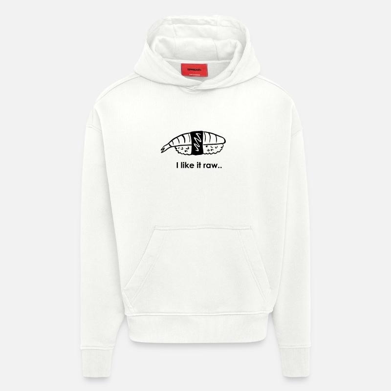 LIKE IT RAW | BLACK & WHITE - Sweat à capuche bio épais oversize fabriqué en UE - OFF WHITE