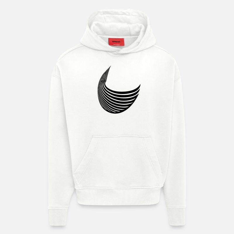 Aile à rayures géométriques - Sweat à capuche bio épais oversize fabriqué en UE - OFF WHITE