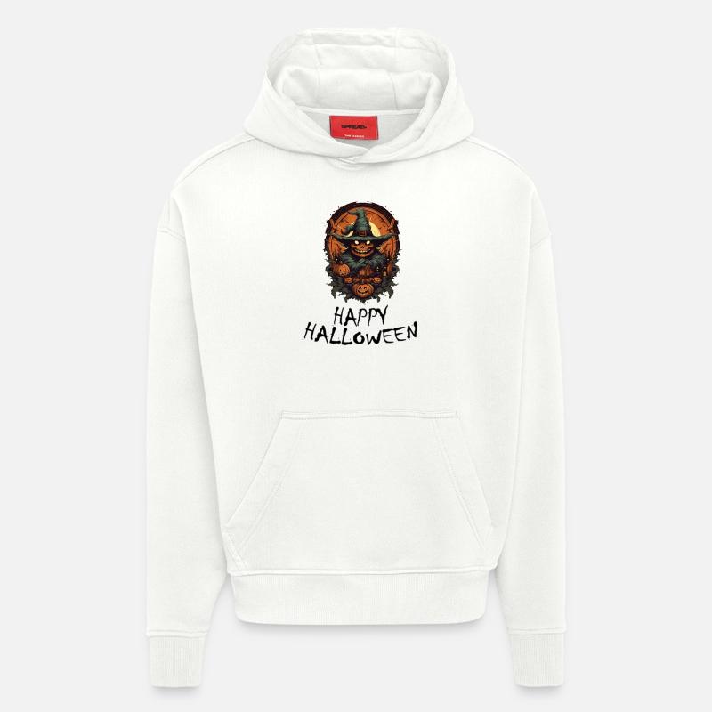 Halloween - Joyeux Halloween - Sweat à capuche bio épais oversize fabriqué en UE - OFF WHITE