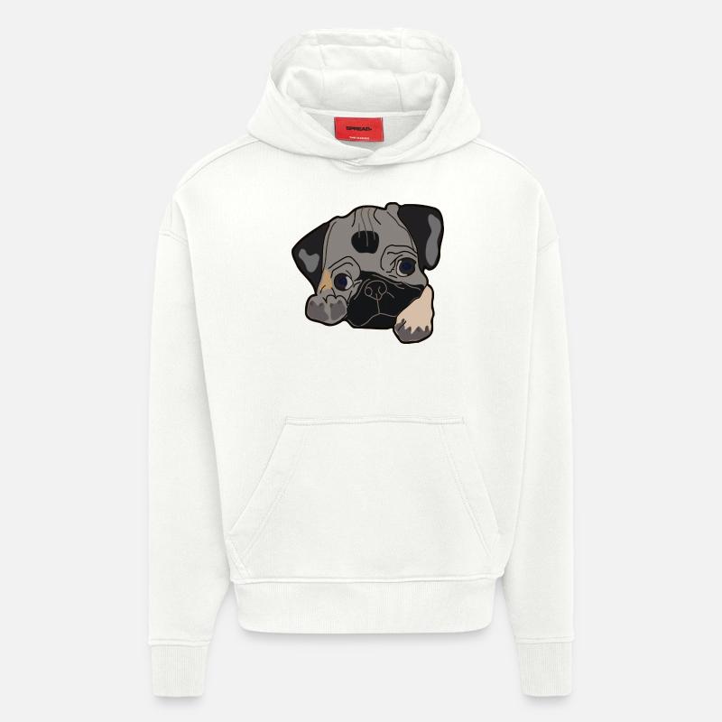 Mops Kopf Geschenk Idee - Hoodie- made by SPREAD  - OFF WHITE