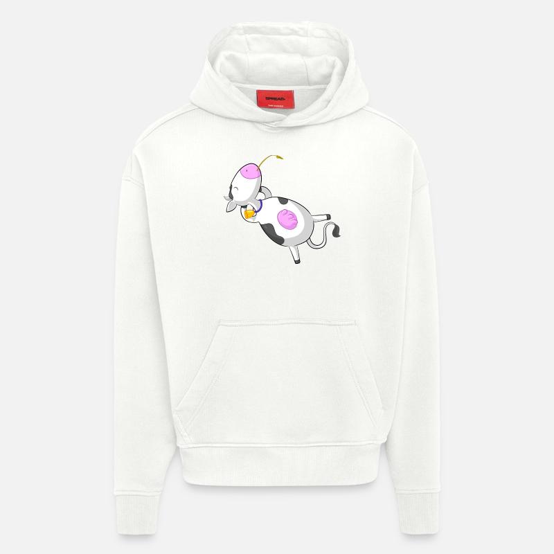 Entspannte Comic Kuh - Hoodie- made by SPREAD  - OFF WHITE