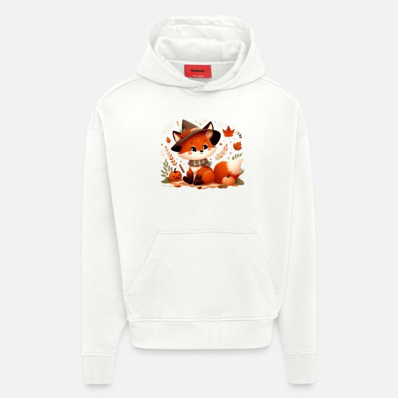 fox autumn 6 - Sweat à capuche bio épais oversize fabriqué en UE - OFF WHITE