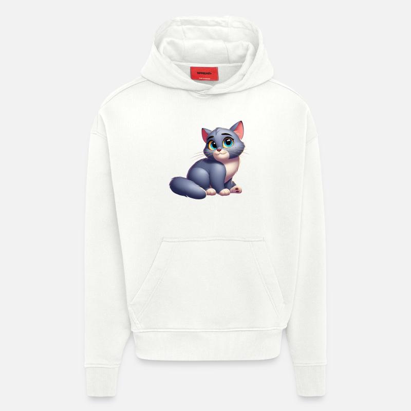 chat 4 - Sweat à capuche bio épais oversize fabriqué en UE - OFF WHITE