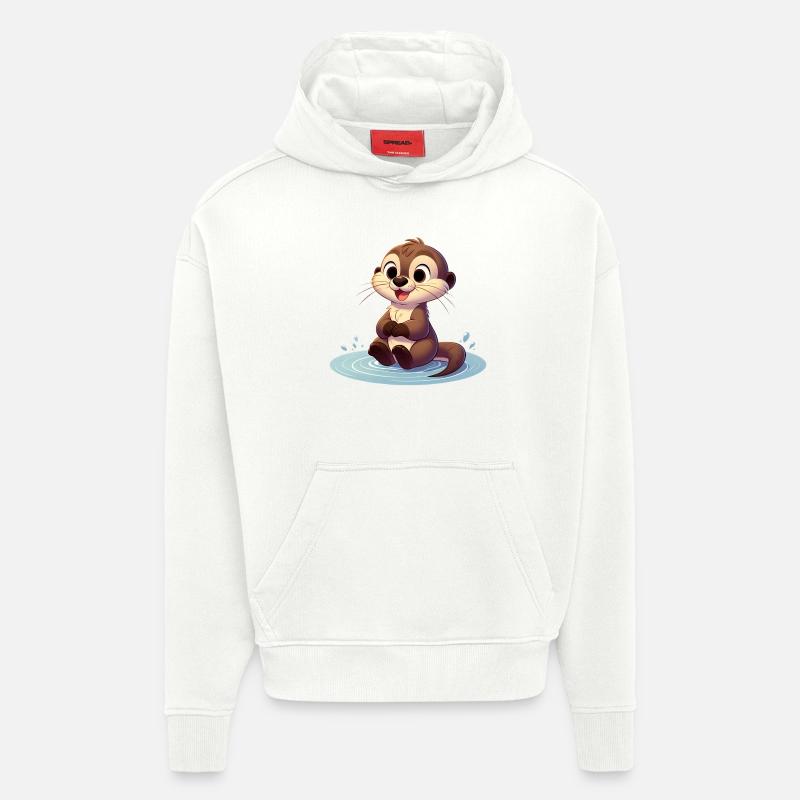 loutre 3 - Sweat à capuche bio épais oversize fabriqué en UE - OFF WHITE