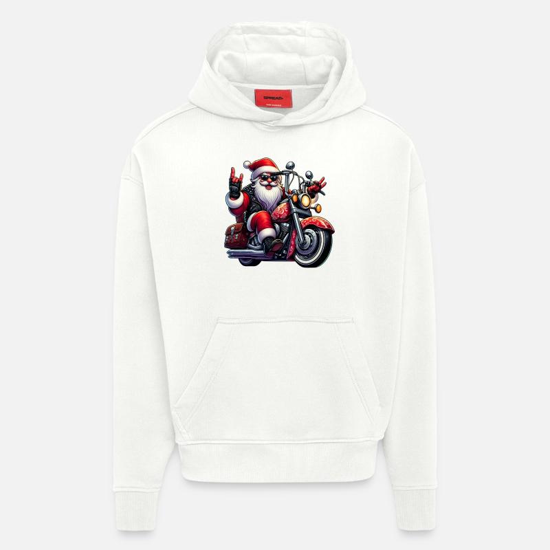 santa moto 3 - Sweat à capuche bio épais oversize fabriqué en UE - OFF WHITE