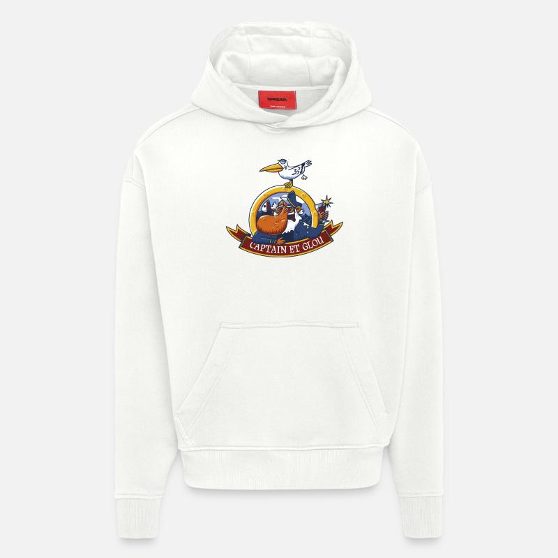 captain et glou - Sweat à capuche bio épais oversize fabriqué en UE - OFF WHITE