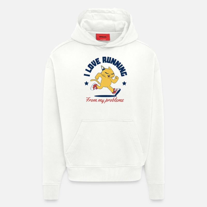 J’adore fuir mes problèmes - Sweat à capuche bio épais oversize fabriqué en UE - OFF WHITE